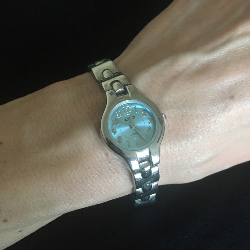 Vintage Blue Face LTD Silver Tone Wrist Watch